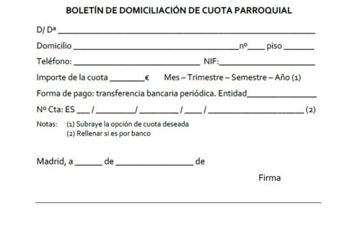 Puedes imprimir y entregar este boletín en el despacho parroquial.