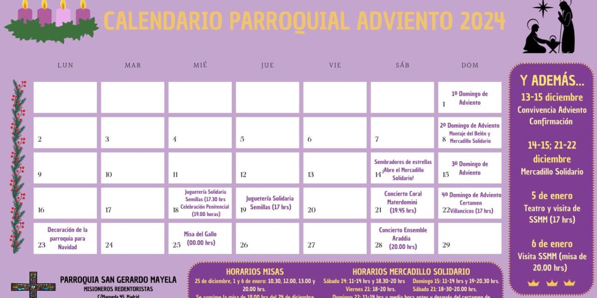 No te pierdas nada en este Adviento con nuestro calendario parroquial.